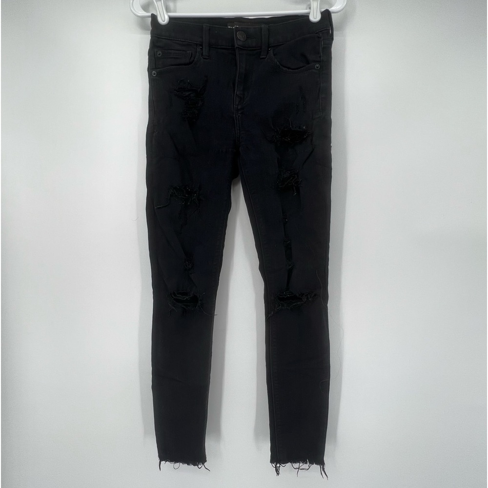Express Black Mid Rise Rough Hem Jeggings Size 0 Women’s